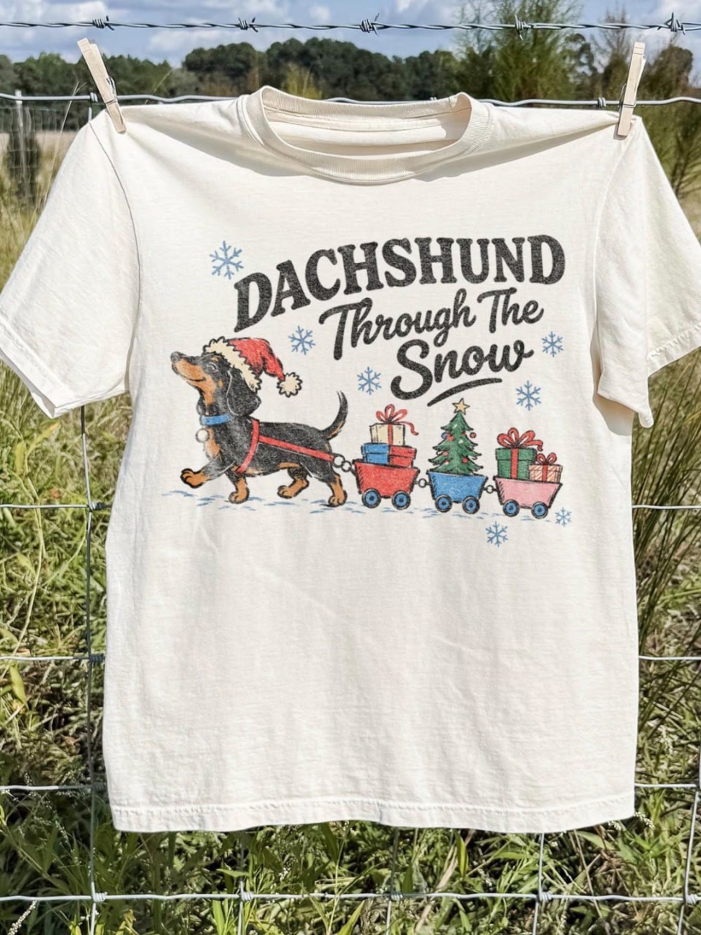 Dachshund Through The Snow Tee - Holiday Top